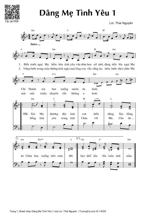 Sheet PDF of Dâng Mẹ Tình Yêu 1