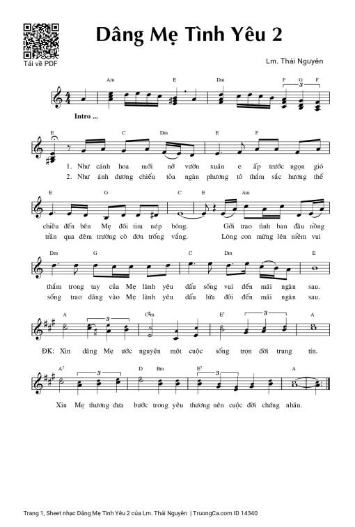 Sheet PDF of Dâng Mẹ Tình Yêu 2
