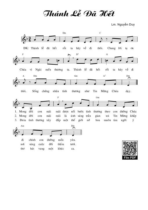 Sheet PDF of Thánh Lễ đã Hết