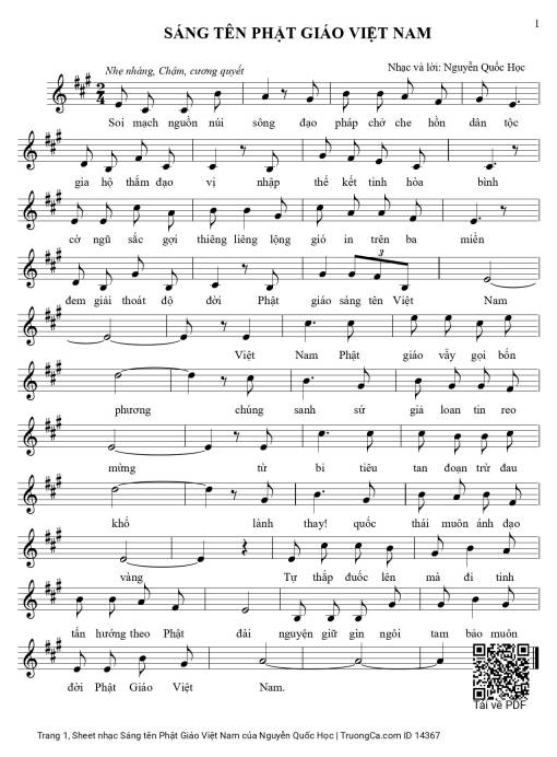 Sheet PDF of Sáng tên Phật Giáo Việt Nam