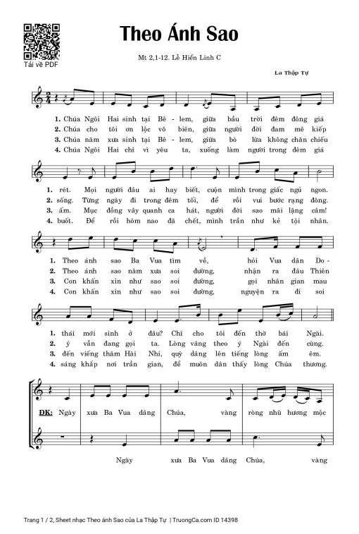 Sheet PDF of Theo ánh Sao - La Thập Tự