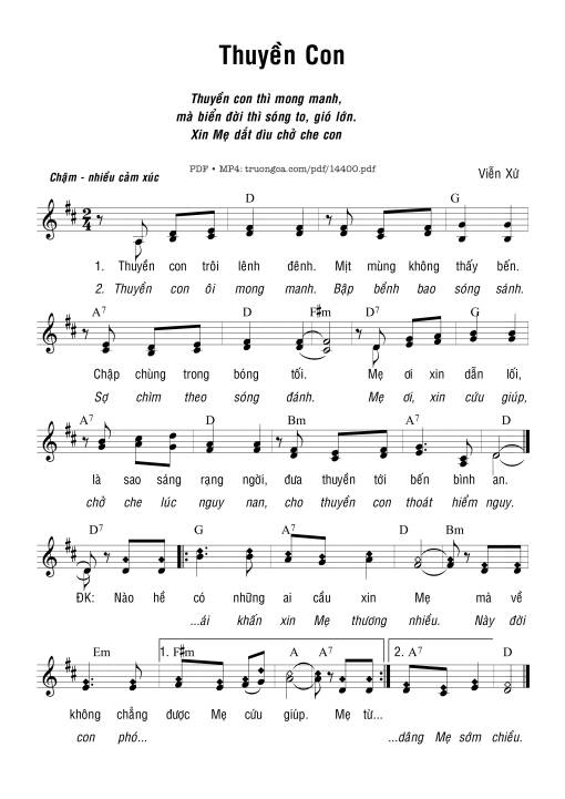 Sheet PDF of Thuyền Con - Viễn Xứ