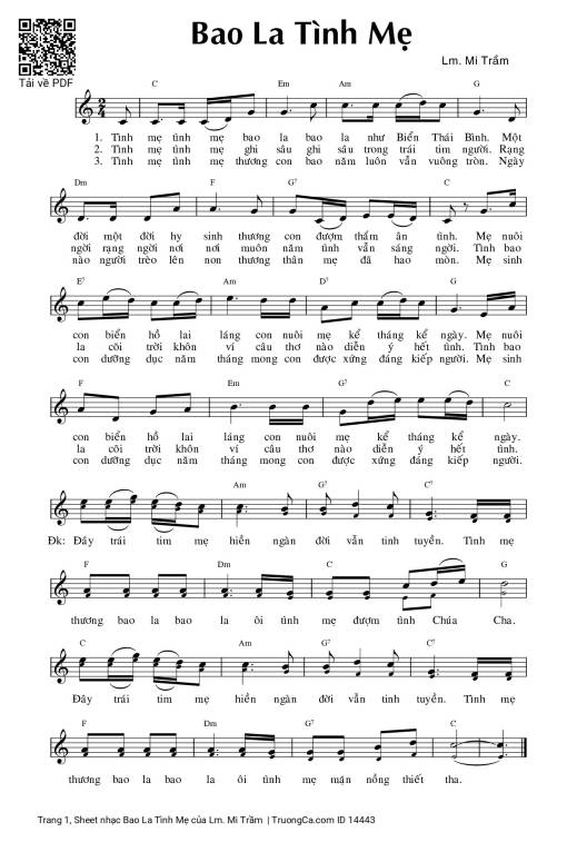 Sheet PDF of Bao La Tình Mẹ