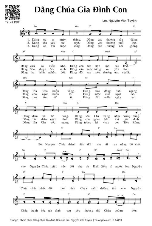Sheet PDF of Dâng Chúa Gia đình Con