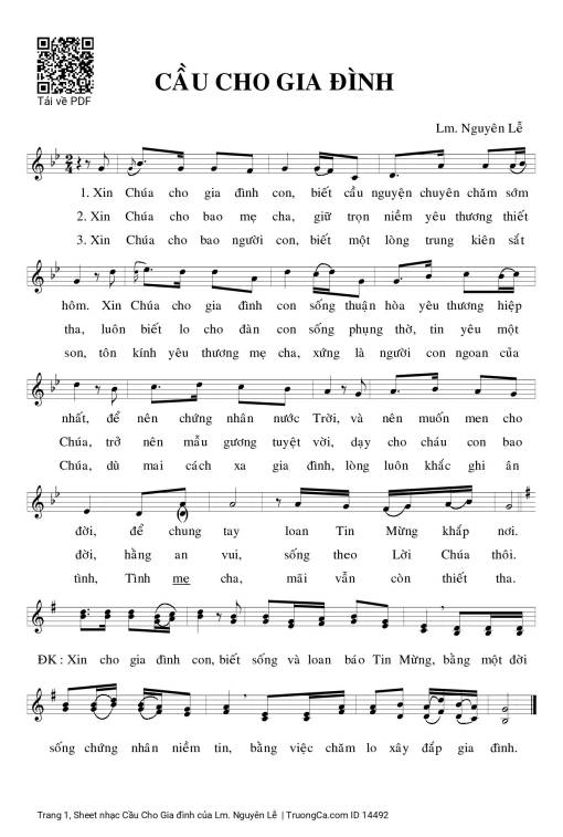 Sheet PDF of Cầu Cho Gia đình
