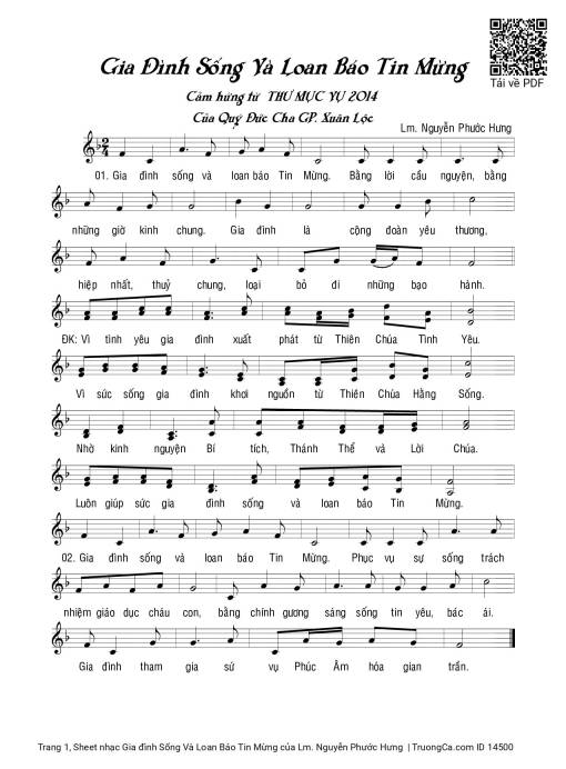Sheet PDF of Gia đình Sống Và Loan Báo Tin Mừng