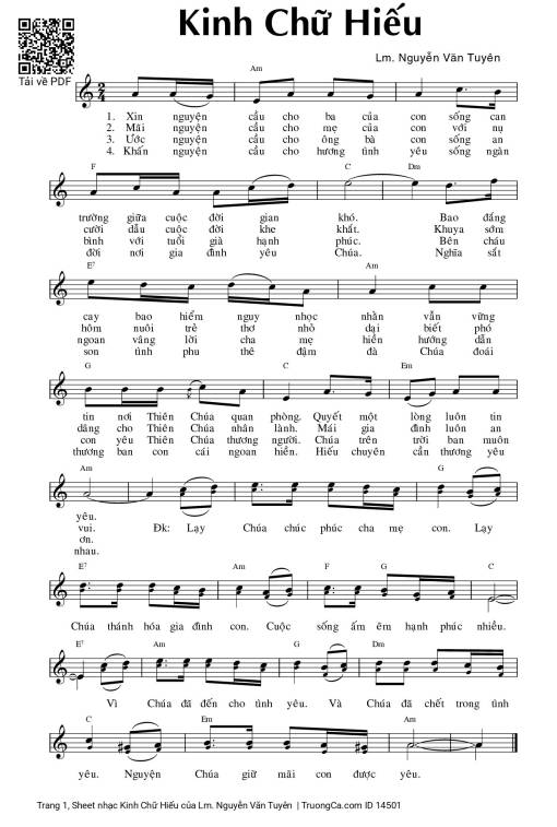 Sheet PDF of Kinh Chữ Hiếu