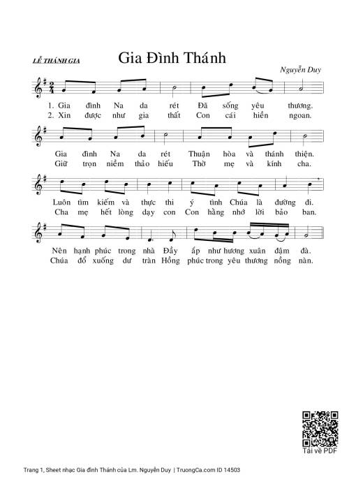 Sheet PDF of Gia đình Thánh