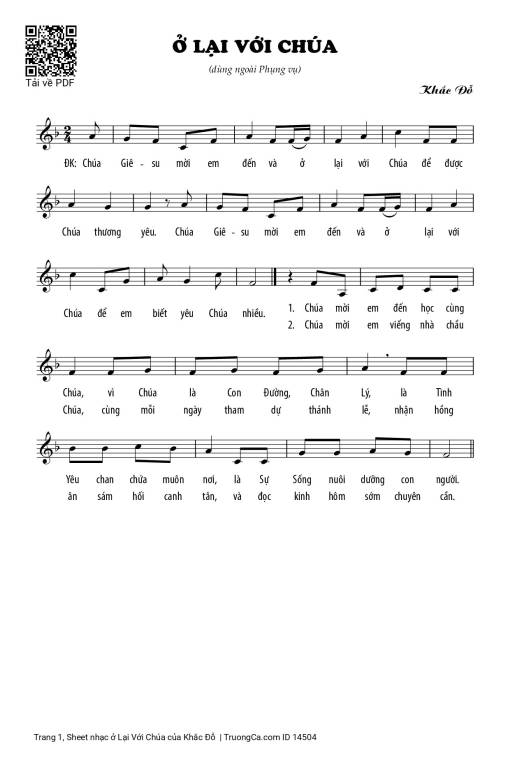 Sheet PDF of ở Lại Với Chúa