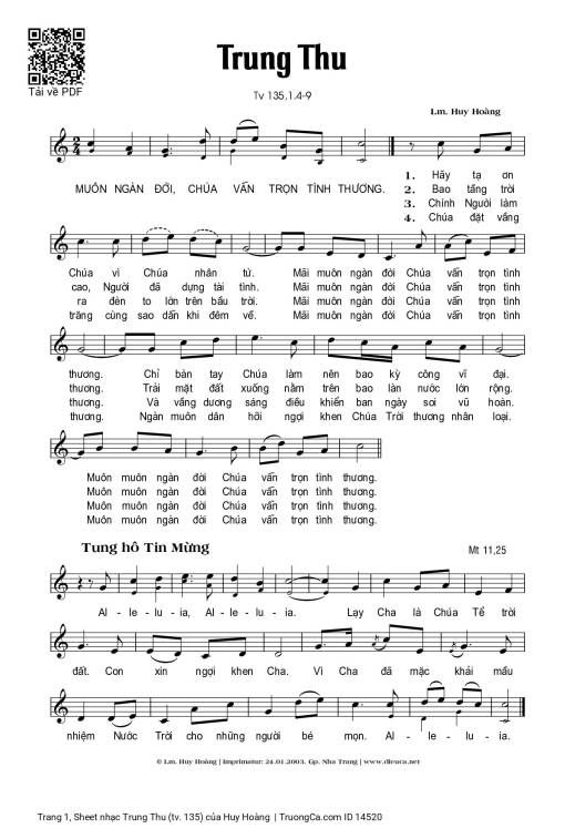 Sheet PDF of Trung Thu (tv. 135)