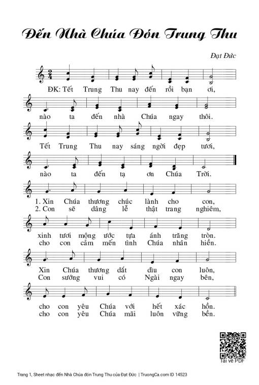 Sheet PDF of đến Nhà Chúa đón Trung Thu