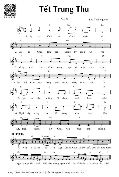 Sheet PDF of Tết Trung Thu (tv. 135)