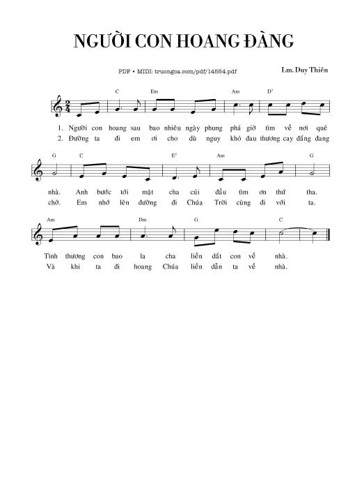 Sheet PDF of Người Con Hoang Đàng