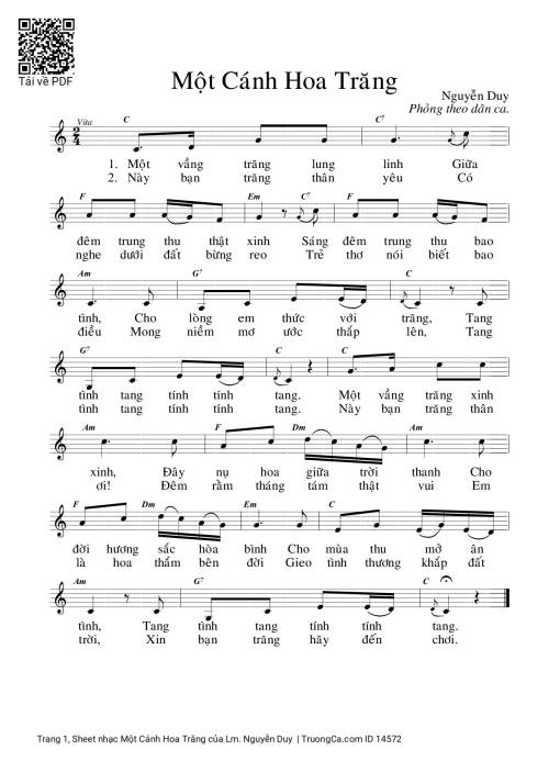 Sheet PDF of Một Cánh Hoa Trăng