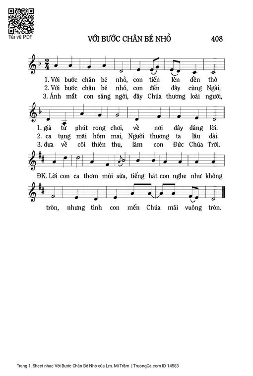 Sheet PDF of Với Bước Chân Bé Nhỏ