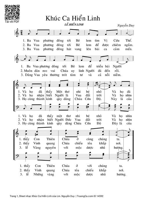 Sheet PDF of Khúc Ca Hiển Linh