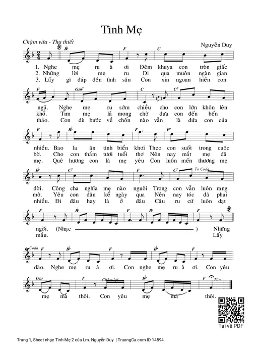 Sheet PDF of Tình Mẹ 2 - Lm. Nguyễn Duy