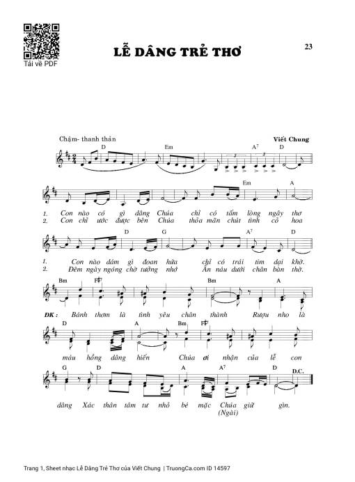 Sheet PDF of Lễ Dâng Trẻ Thơ