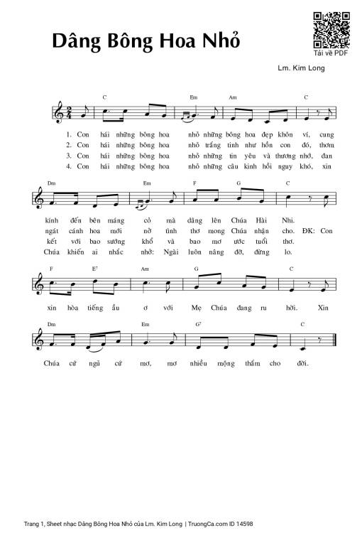 Sheet PDF of Dâng Bông Hoa Nhỏ