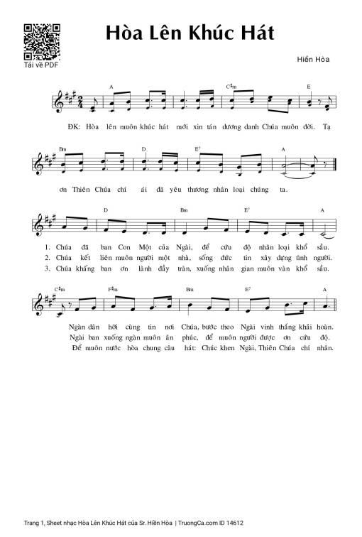 Sheet PDF of Hòa Lên Khúc Hát