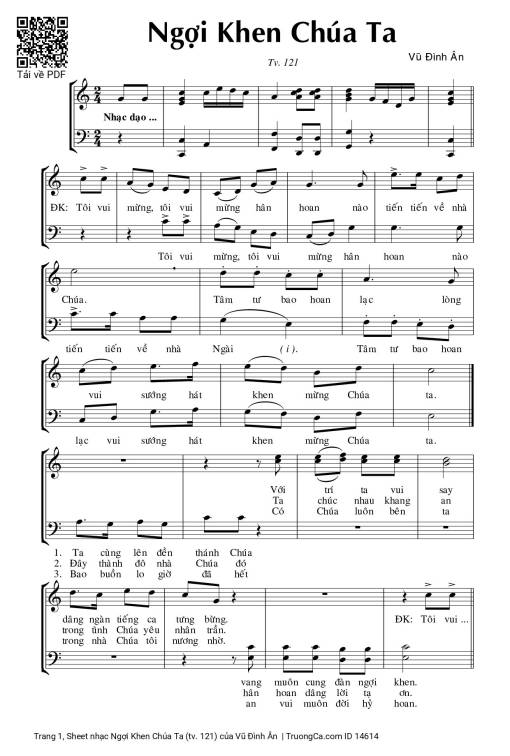 Sheet PDF of Ngợi Khen Chúa Ta (tv. 121)