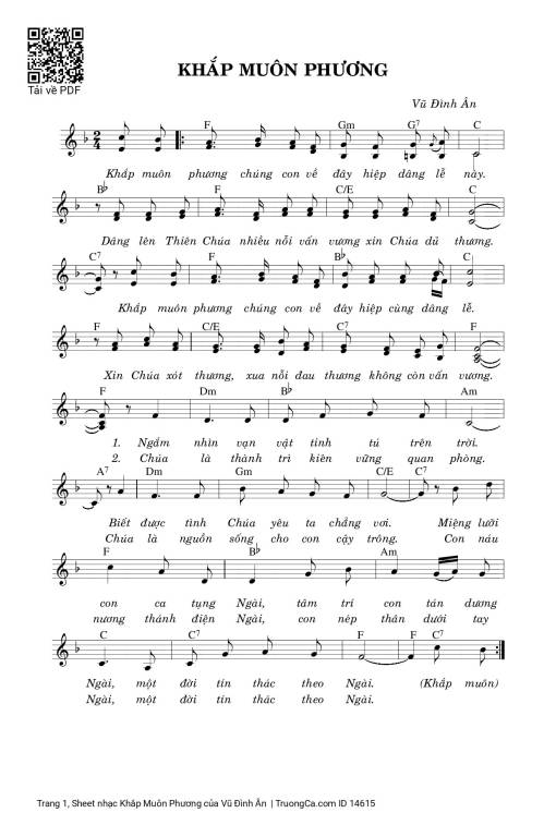 Sheet PDF of Khắp Muôn Phương