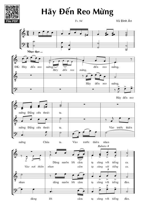 Sheet PDF of Hãy đến Reo Mừng (tv. 94)