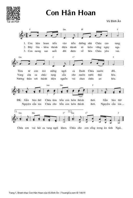Sheet PDF of Con Hân Hoan - Vũ Đình Ân