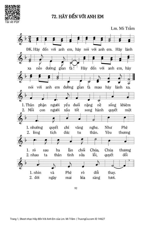 Sheet PDF of Hãy đến Với Anh Em