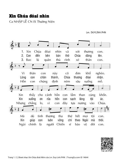 Sheet PDF of Xin Chúa đoái Nhìn