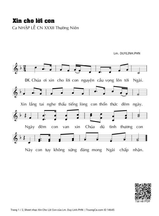 Xin Cho Lời Con - Lm. Duy Linh.PHN
