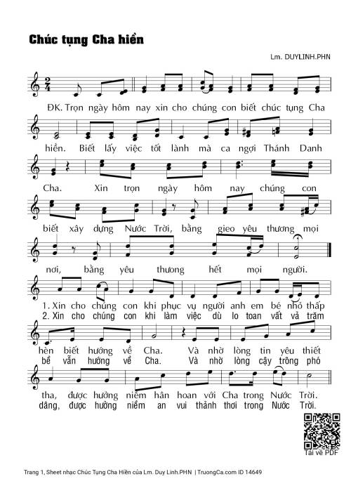 Sheet PDF of Chúc Tụng Cha Hiền