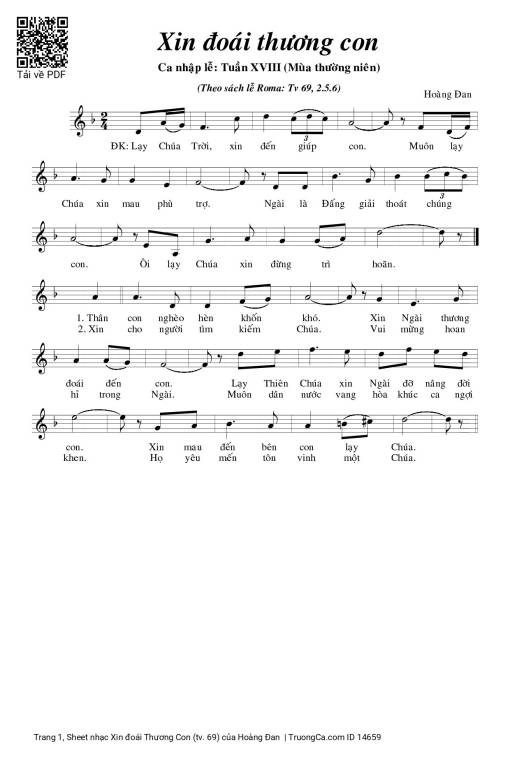 Sheet PDF of Xin đoái Thương Con (tv. 69)