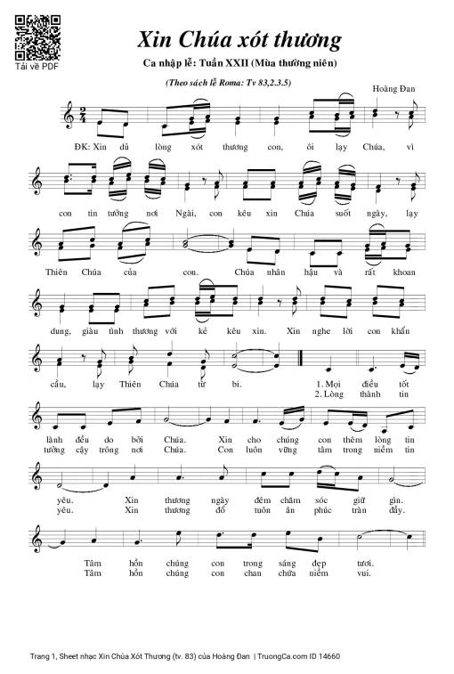 Sheet PDF of Xin Chúa Xót Thương (tv. 83)