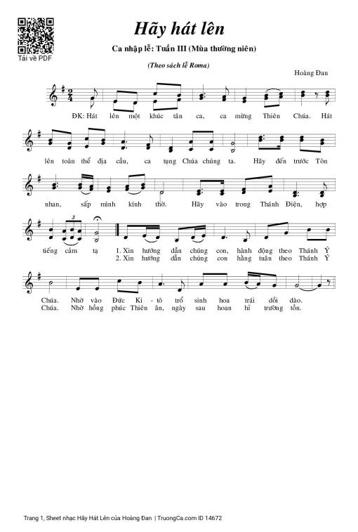 Sheet PDF of Hãy Hát Lên - Hoàng Đan