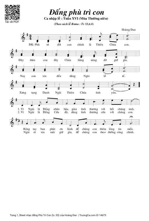 Sheet PDF of đấng Phù Trì Con (tv. 53)
