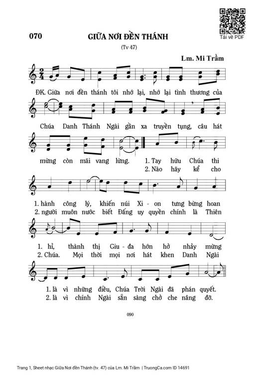Sheet PDF of Giữa Nơi đền Thánh (tv. 47)