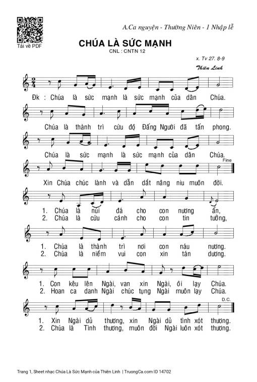 Sheet PDF of Chúa Là Sức Mạnh