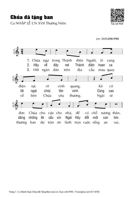 Sheet PDF of Chúa đã Tặng Ban