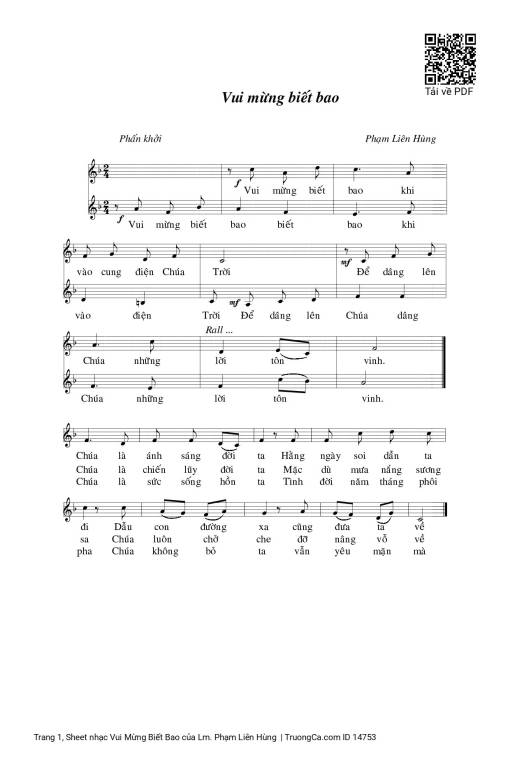 Sheet PDF of Vui Mừng Biết Bao