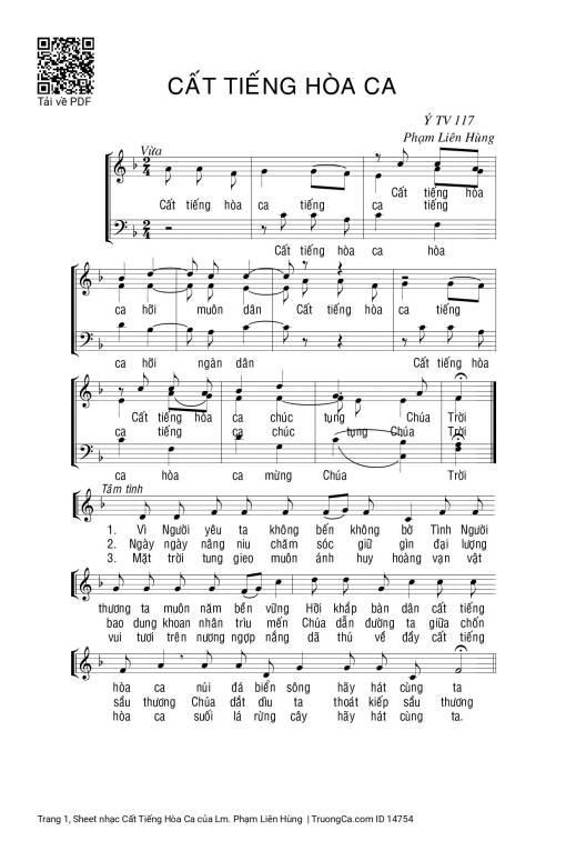 Sheet PDF of Cất Tiếng Hòa Ca