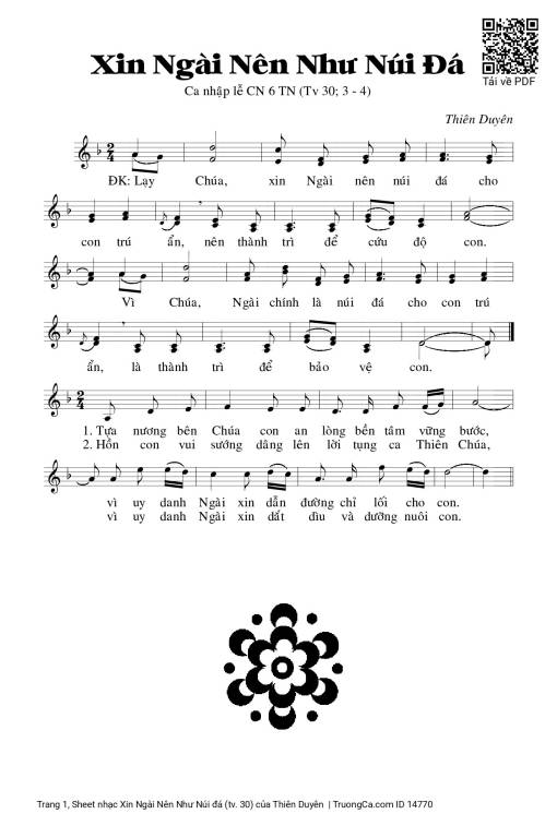 Sheet PDF of Xin Ngài Nên Như Núi đá (tv. 30)