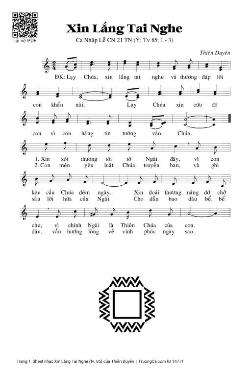 Sheet PDF of Xin Lắng Tai Nghe (tv. 85)