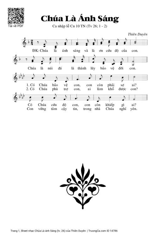 Sheet PDF of Chúa Là ánh Sáng (tv. 26)