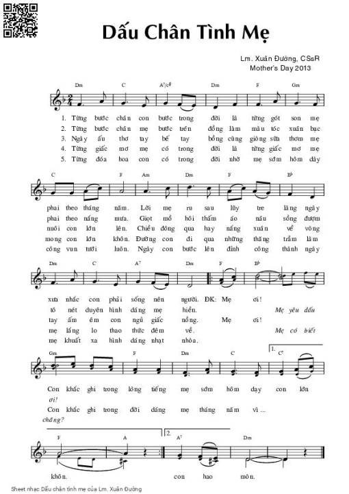 Sheet PDF of Dấu chân tình mẹ