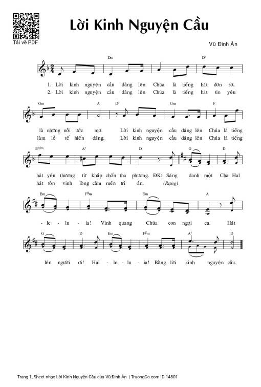 Sheet PDF of Lời Kinh Nguyện Cầu