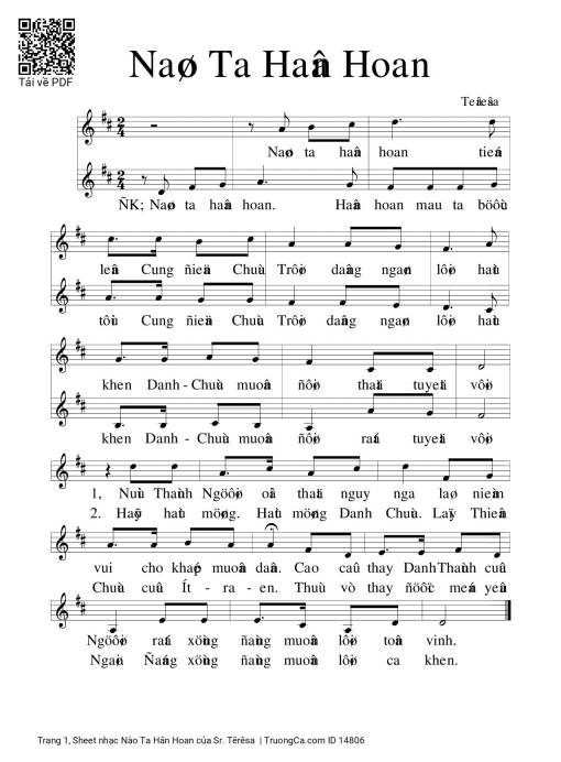 Sheet PDF of Nào Ta Hân Hoan