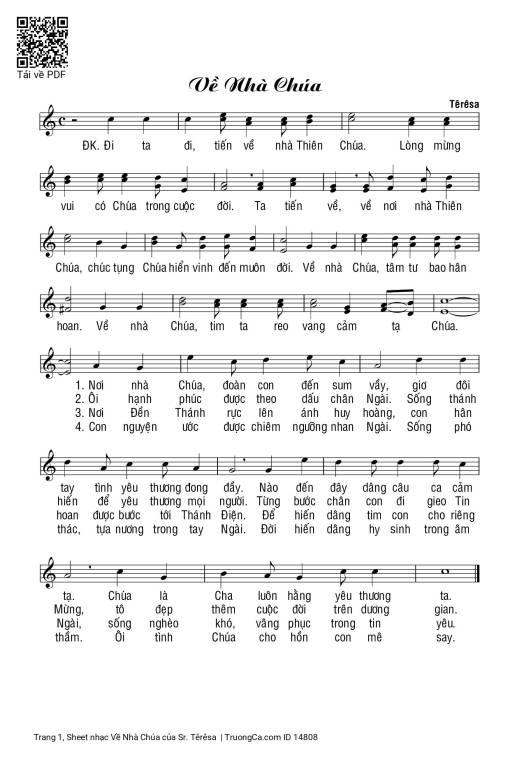 Sheet PDF of Về Nhà Chúa
