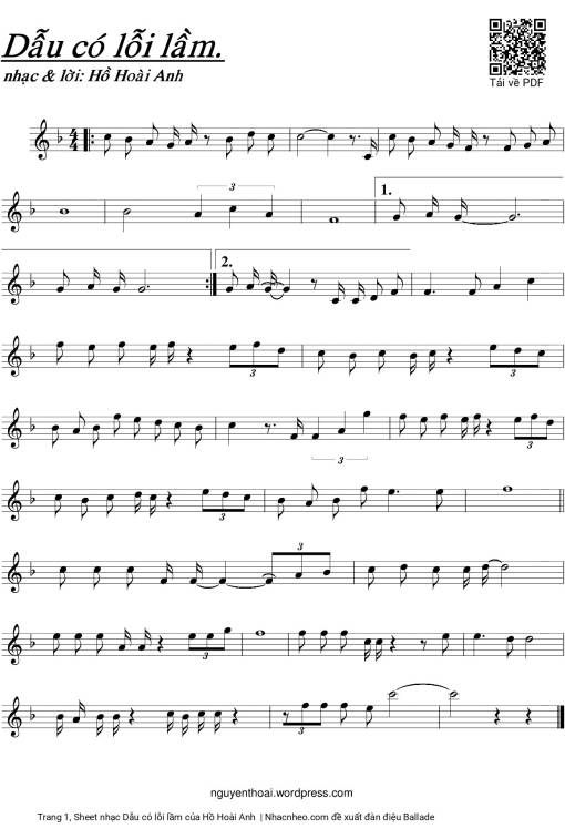 Sheet PDF of Dẫu có lỗi lầm