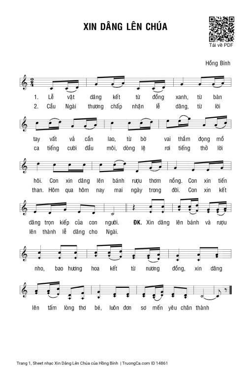 Sheet PDF of Xin Dâng Lên Chúa